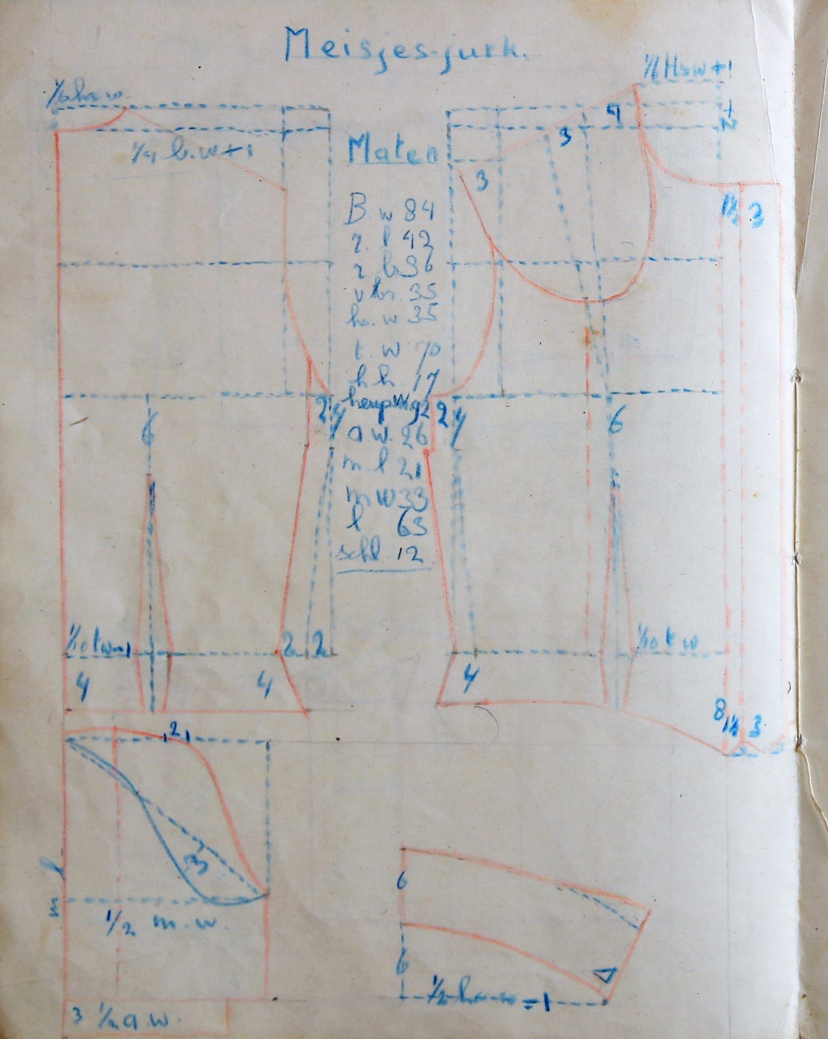 Kledingontwerpen door Plony van Houten voor de R.K. Nijverheids- en Huishoudschool Sint Agnes, 1949-1955.