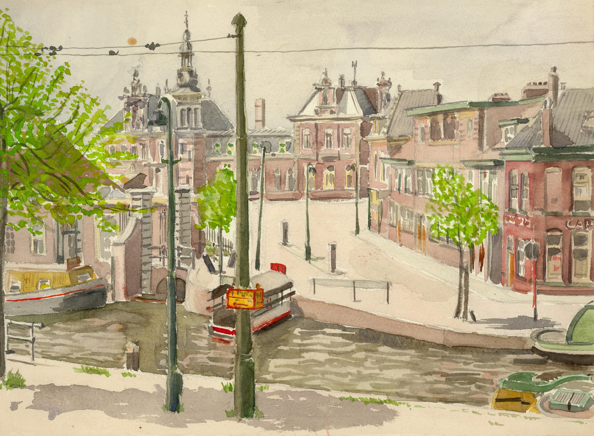 Arthur Tutein Nolthenius, Aquarel van het station aan de Van Leeuwenhoeksingel, ca. 1950 (2151)