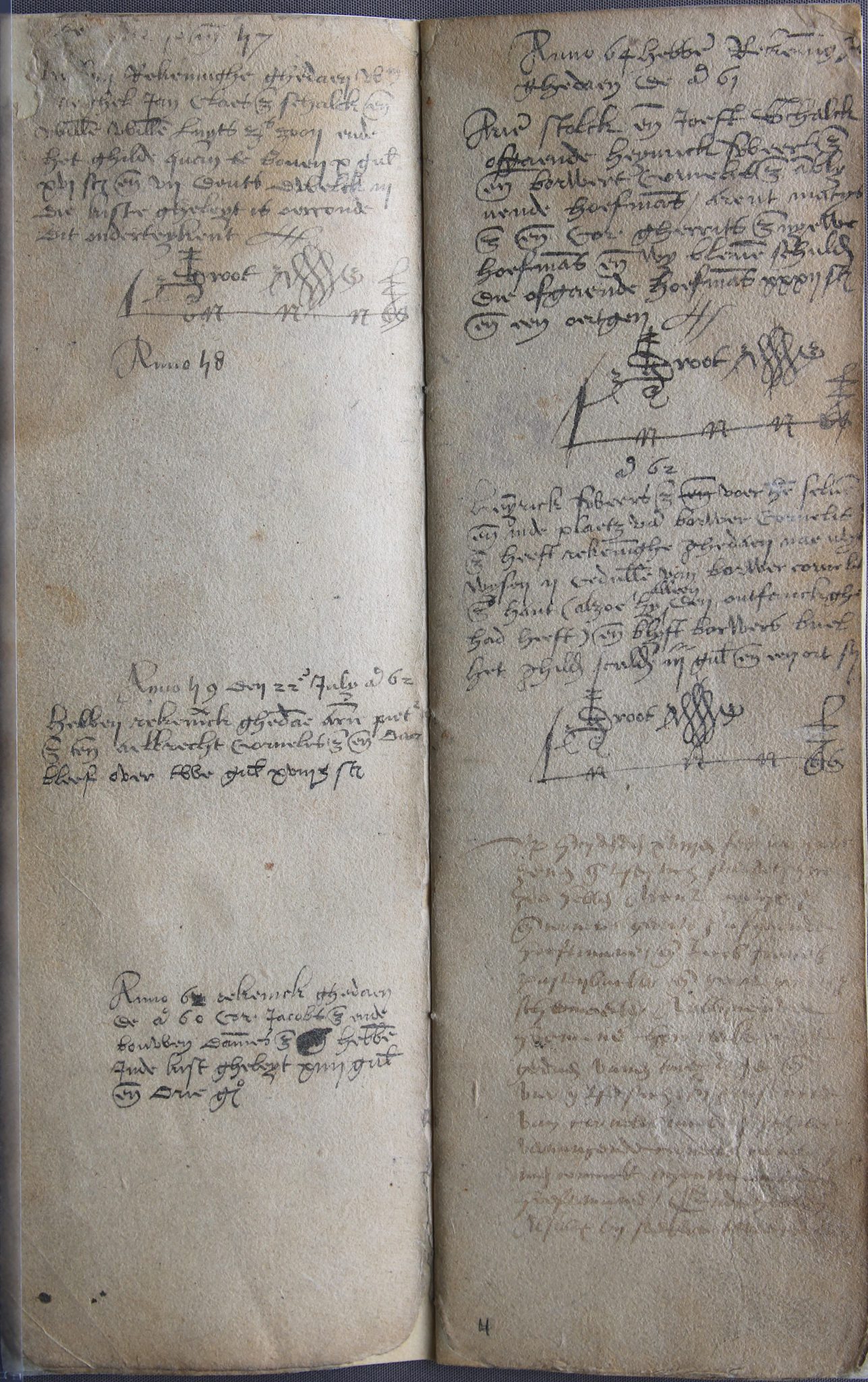 Fragmenten van een register met rekeningen van inkomsten en uitgaven van het Sint-Lucasgilde, 1537-1593.