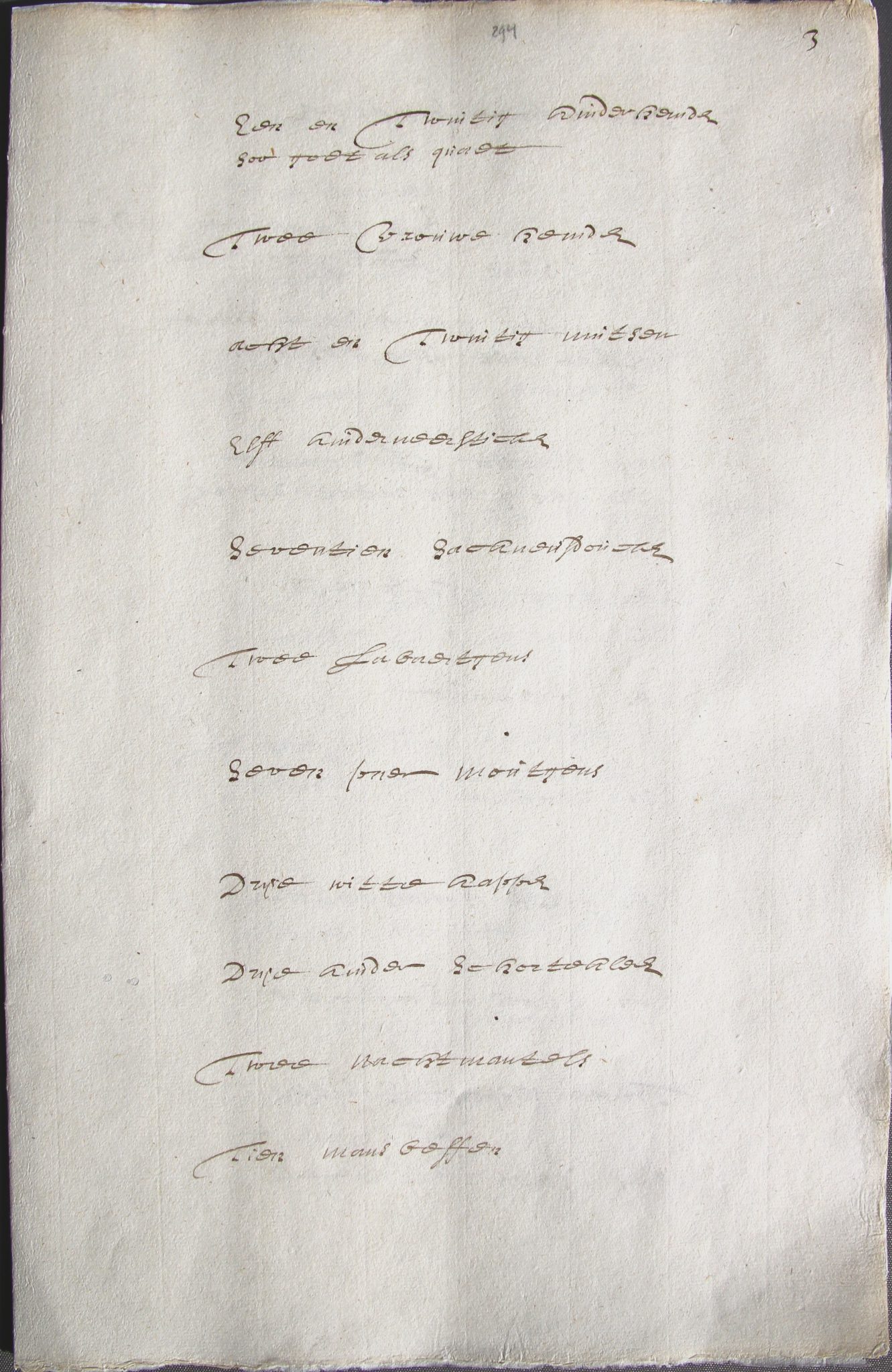 Folio 3 Inventory of the Estate of Vermeer 1676 Fo 3