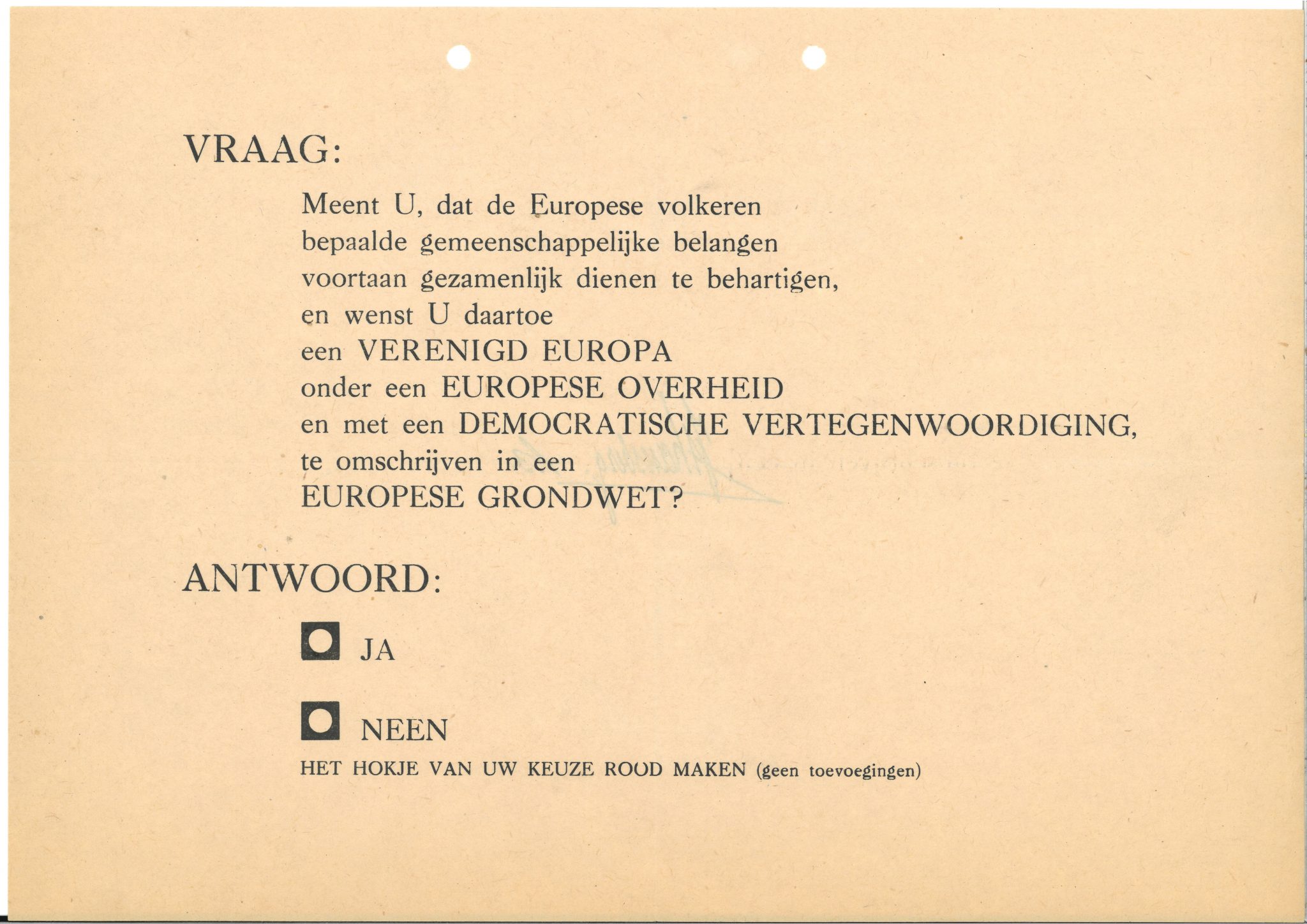 Stembiljet proefreferendum, 1952.