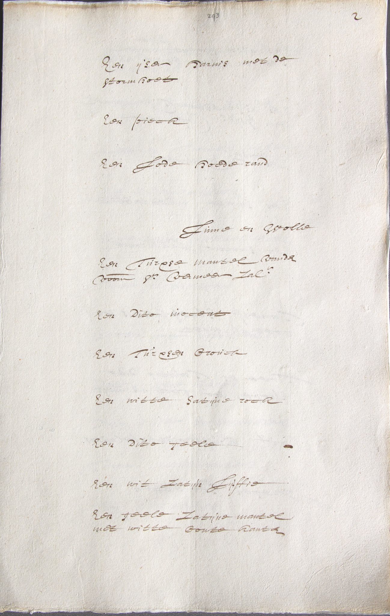 Folio 2 Inventory of the Estate of Vermeer 1676 Fo 2