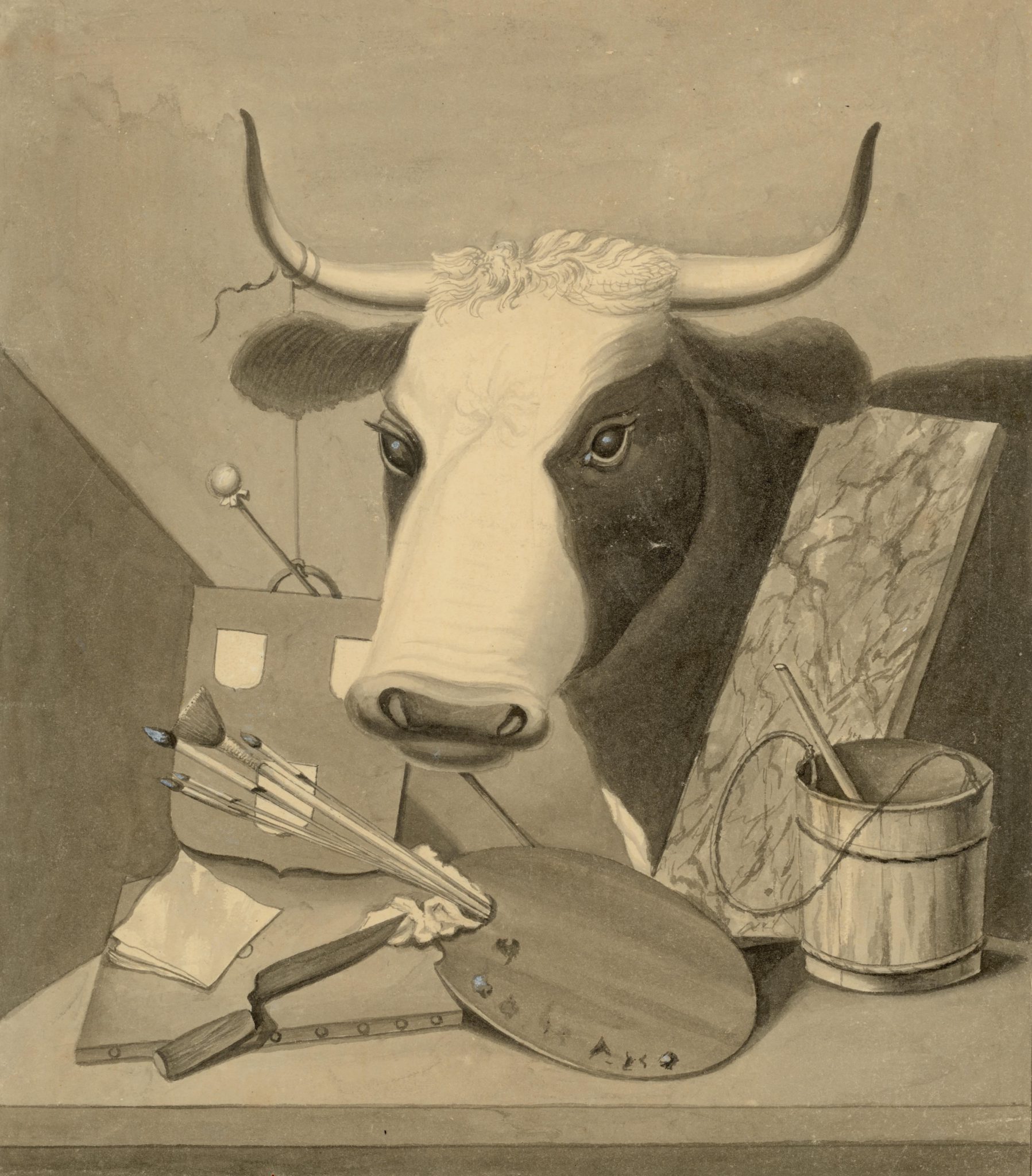 Tekening van de meesterproef van de schilders, 1795.