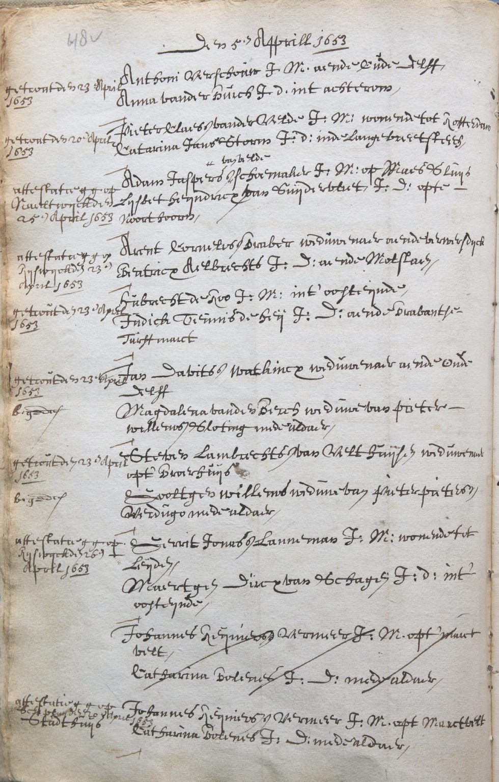 Banns Registre With Intended Marriage Vermeer Bolenes at the Bottom1653 Apr 05 980x1536