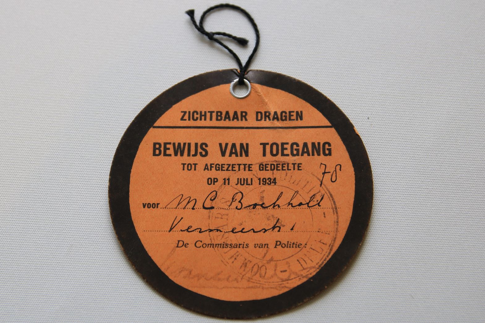 Bewijs van toegang koninklijk uitvaart prins Hendrik.