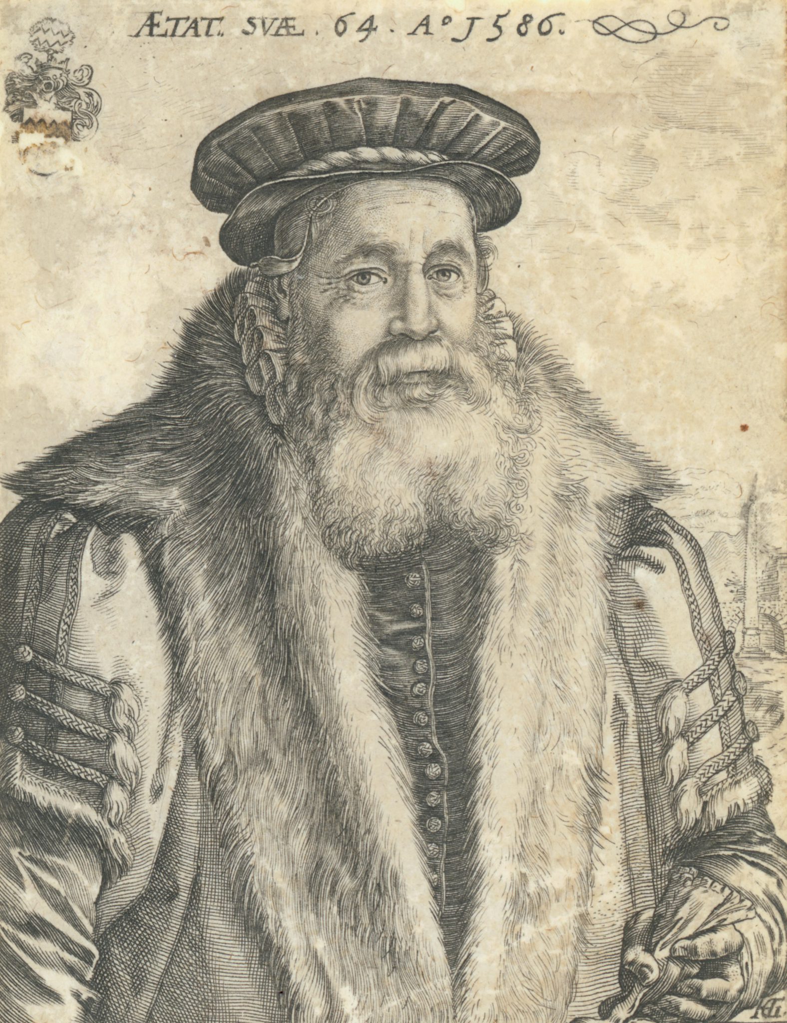 Portretgravure van Pieter van Foreest door Hendrick Goltzius, 1586 (objectnr. 6767)