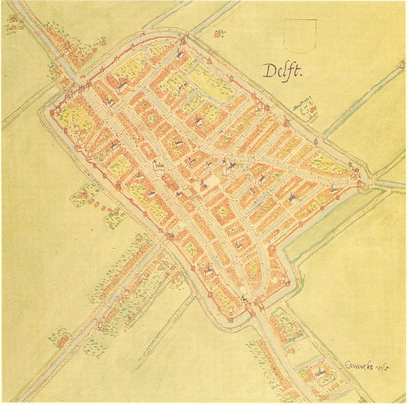 De oostelijke stadsmuur van Delft