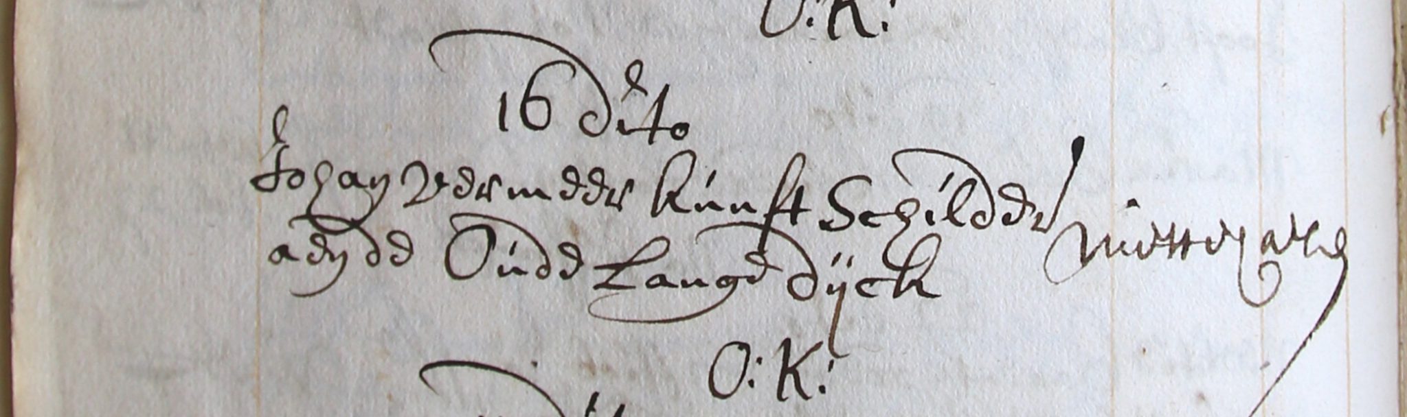 Notitie in het opperste-kleedboek van de Kamer van Charitate van 16 december 1675: ‘Johan Vermeer kunstschilder aen de Oude Lange dijck, niet te haelen’.